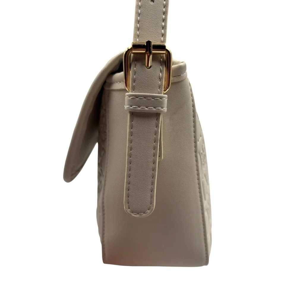 Christian Lacroix Cream Clara Shoulder Embossed Logo Bag‎ Purse